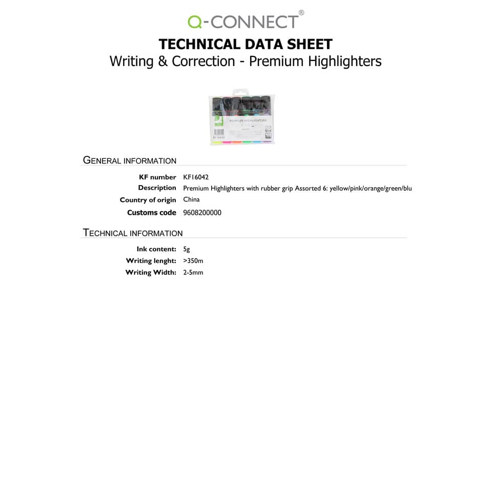 Evidenziatore Q-Connect 2-5 mm  astuccio da 6 colori - KF16042