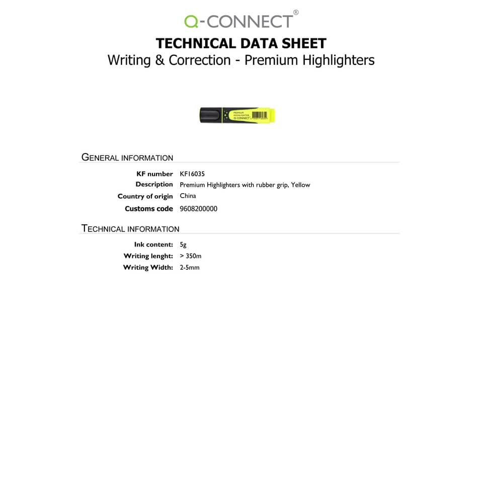 Evidenziatore Q-Connect 2-5 mm giallo  KF16035