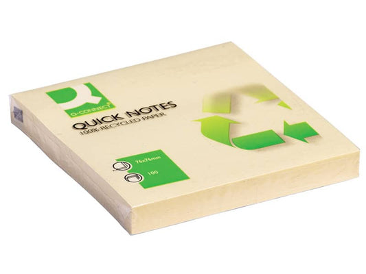 Foglietti riposizionabili Q-Connect 100% materiale riciclato 65 g/m² giallo 76x76 mm  12 blocc. da 100 ff - KF05609