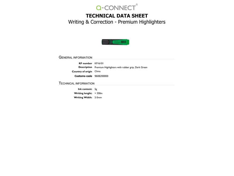 Evidenziatore Q-Connect 2-5 mm verde scuro KF16101