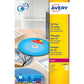 Etichette per CD AVERY bianche lucide Ø 117 mm - 2 et/foglio - per Laser - copertura totale - cf. 25 fogli L7760-25