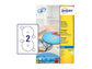 Etichette per CD AVERY bianche lucide Ø 117 mm  - 2 et/foglio - per Inkjet - copertura totale - cf. 25 fogli C9660-25