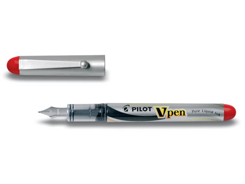 Penna stilografica usa e getta Pilot V-Pen Silver M rosso tratto 0,5 mm 007572