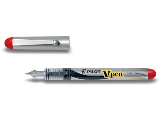 Penna stilografica usa e getta Pilot V-Pen Silver M rosso tratto 0,5 mm 007572