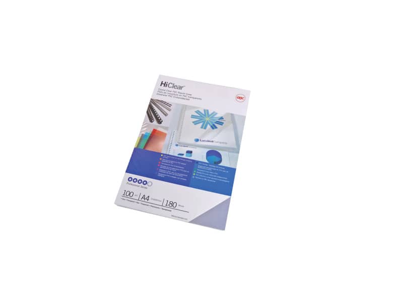 Copertine per rilegatura GBC Hiclear in pvc A4 150 my trasparente conf da 100 copertine - CE011580E