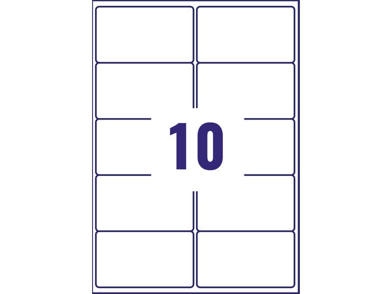 Etichette bianche per indirizzi AVERY Ultragrip™ 99,1x57 mm - 10 et/foglio - stampanti laser cf. 100 fogli L7173-100