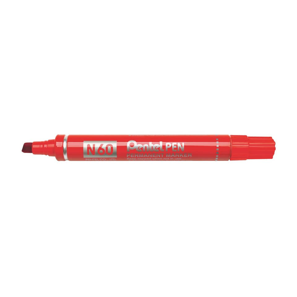 Marcatore permanente Pentel N60 punta a scalpello 3,9-5,7 mm rosso N60-B