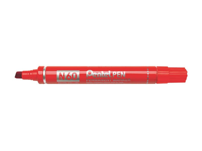 Marcatore permanente Pentel N60 punta a scalpello 3,9-5,7 mm rosso N60-B