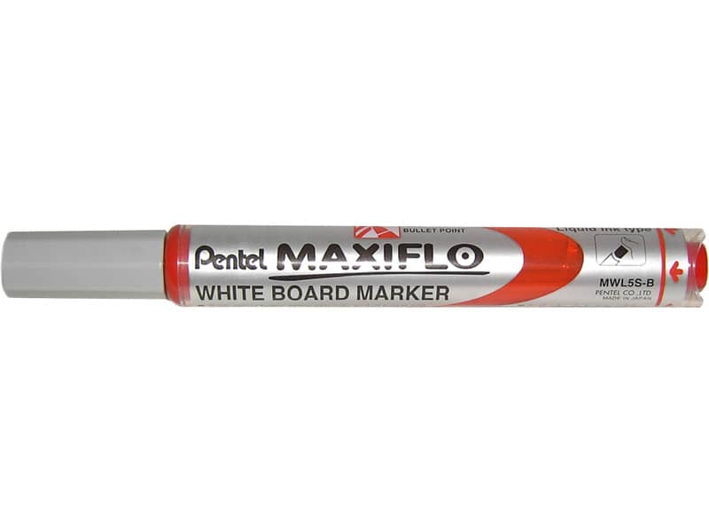 Marcatore per lavagne bianche Pentel MAXIFLO punta conica 4,0 mm rosso MWL5S-B