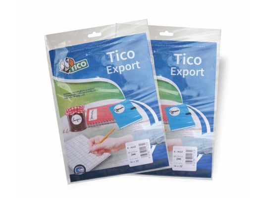 Etichette bianche scrivibili a mano TICO Export 23x18 mm - 36 et./foglio - bustina da 10 fogli - E-2318