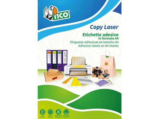 Etichette bianco lucido TICO Press Glossy 210x297 mm - 1 et./foglio - conf. 100 fogli - PG4-210297