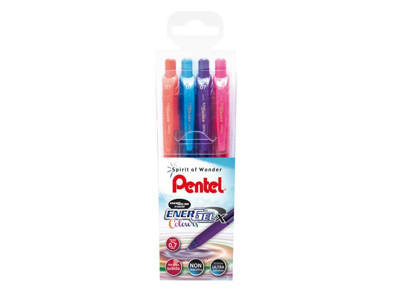 Penna roller a scatto Pentel EnerGel X 0,7 mm assortiti 4 pezzi - 0100786