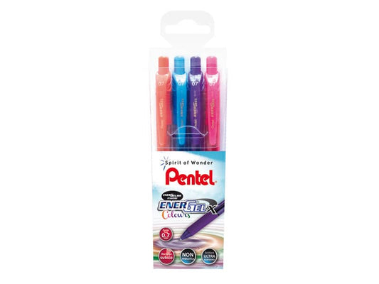 Penna roller a scatto Pentel EnerGel X 0,7 mm assortiti 4 pezzi - 0100786