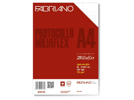 Fogli protocollo Fabriano PROTOCOLLO bianco 125 g/m² A4 rigato uso bollo Conf. 250 pezzi - 02101125