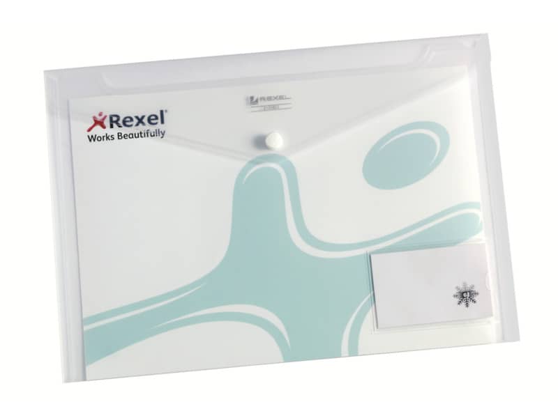 Buste trasparenti con bottone Rexel Ice porta biglietti da visita A4 trasparente conf. da 5 pezzi - 2101663
