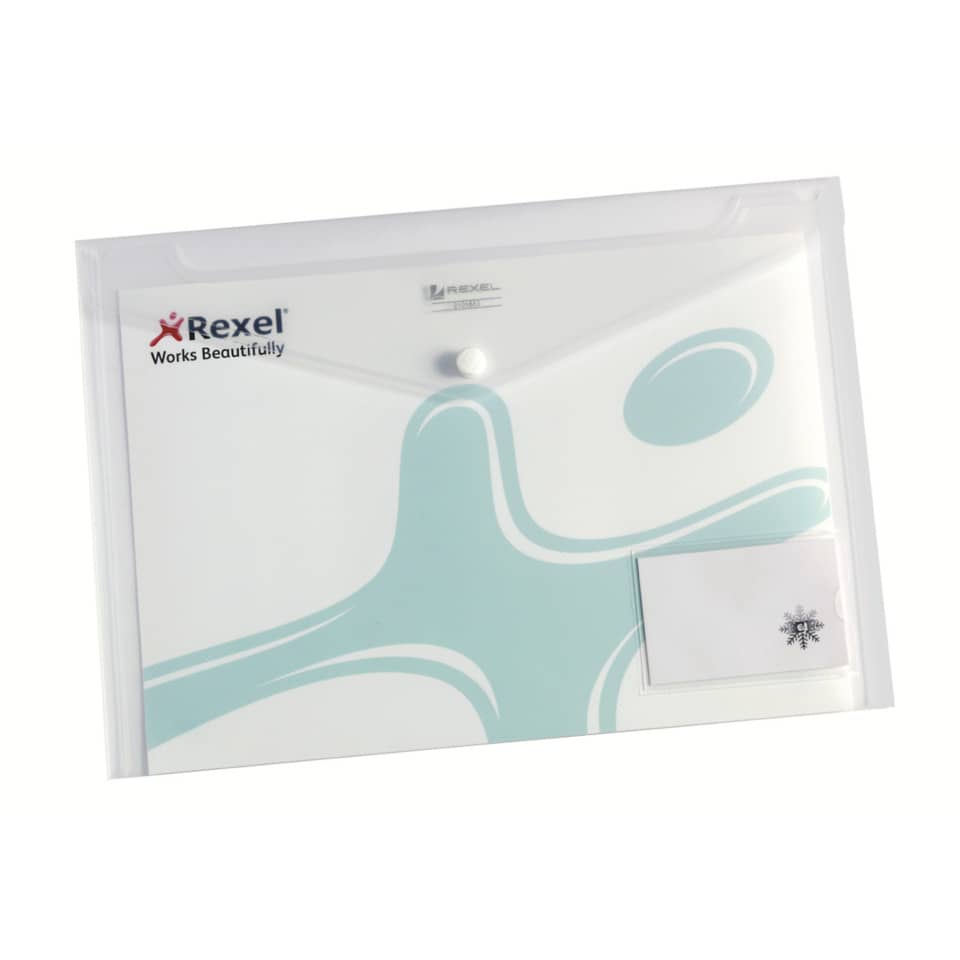 Buste trasparenti con bottone Rexel Ice porta biglietti da visita A4 trasparente conf. da 5 pezzi - 2101663