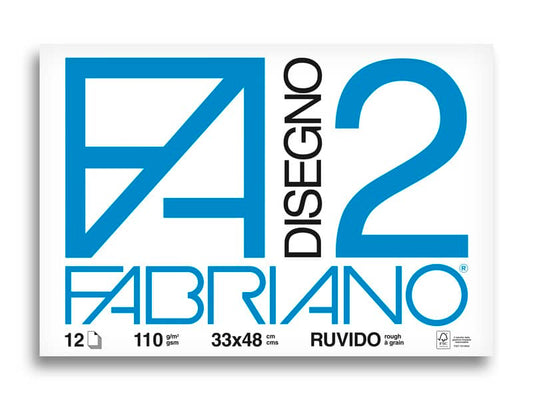 Album da disegno Fabriano F2 collato 1 lato 110 g/m² 33x48 cm 12 ff. ruvidi 06000534