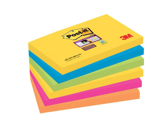 Foglietti riposizionabili Post-it® Super Sticky Rio de Janeiro 76x127mm assortiti conf. 6 blocch. da 90 ff - 655-6SS RIO