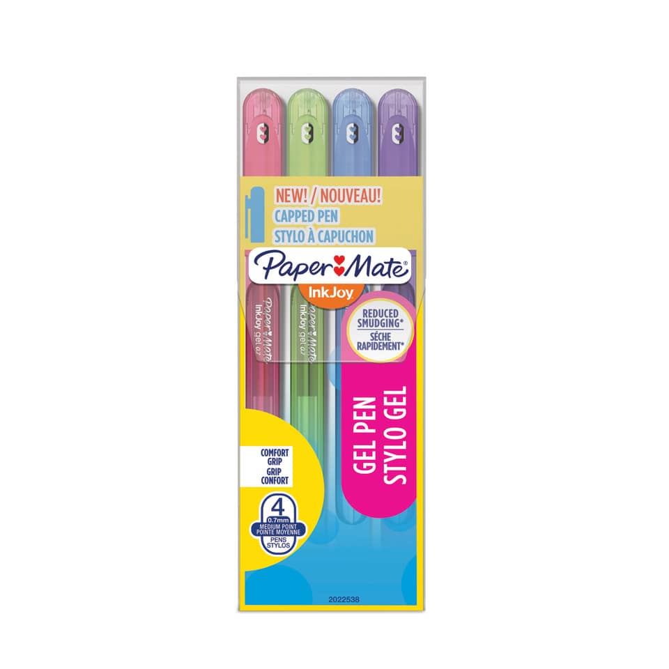 Penne Paper Mate InkJoy Gel 600 Stick M 0,7 mm assortiti - wallet da 4 (rosa, lime, viola, blue grey) - 2022538