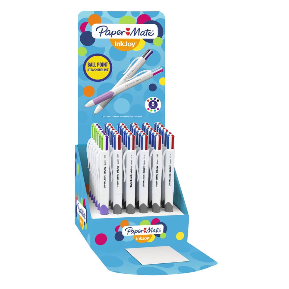 Penne a sfera a scatto Paper Mate InkJoy Quatro RT ULV 1,0 mm assortiti espositore da 36 pezzi - 1852278