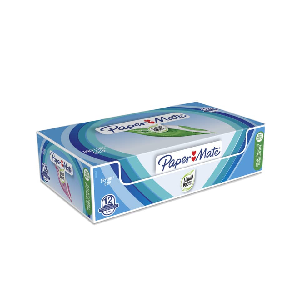 Correttore a nastro Liquid Paper Dryline Grip 5 mm x 8,5 mt assortiti Conf. 12 pezzi - 1862884