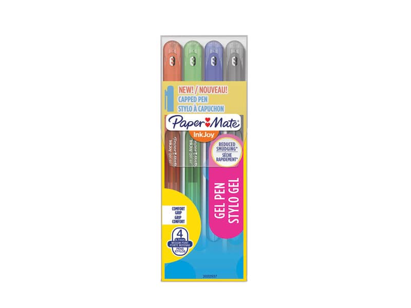 Penne Paper Mate InkJoy Gel 600 Stick M 0,7 mm assortiti - wallet da 4 (nero, blu, rosso, verde) - 2022537