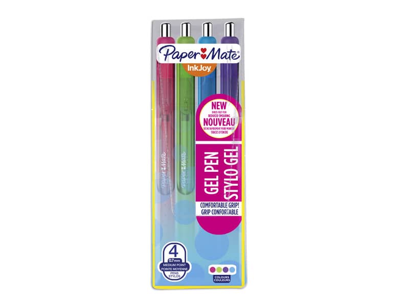 Penne a scatto Paper Mate InkJoy Gel RT 0,7 mm assortiti (rosa, lime, viola, blue grey)  wallet da 4 - 1978321