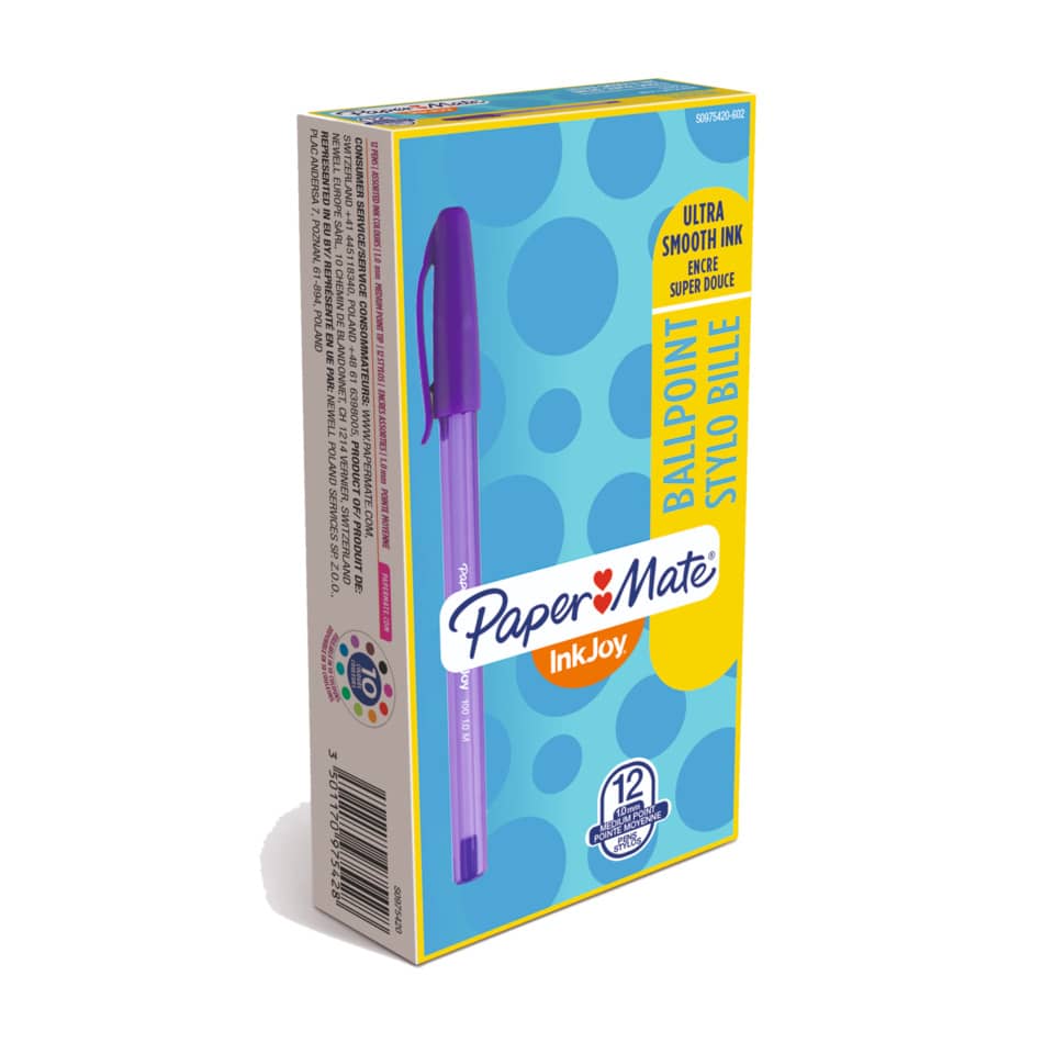 Penne a sfera stick Paper Mate Inkjoy 100 CAP ULV M 1 mm assortiti confezione da 12 - S0975420