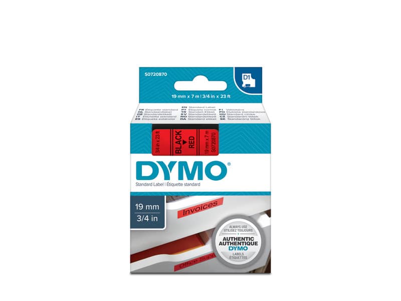 Nastro per etichettatrici Dymo D1 19 mm x 7 m nero/rosso S0720870