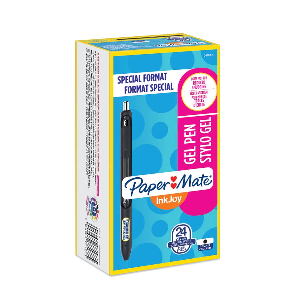 Penne a scatto Paper Mate InkJoy Gel RT M 0,7 mm nero special pack 20+4 pezzi - 2077177