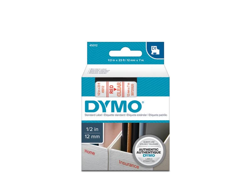 Nastro per etichettatrici Dymo D1 12 mm x 7 m rosso/trasparente S0720520