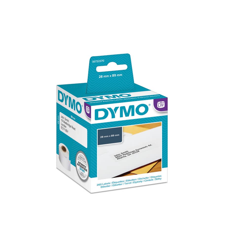 Rotoli da 130 etichette Dymo LabelWriter Indirizzi std. 89x28 mm bianco confezione da 2 - S0722370