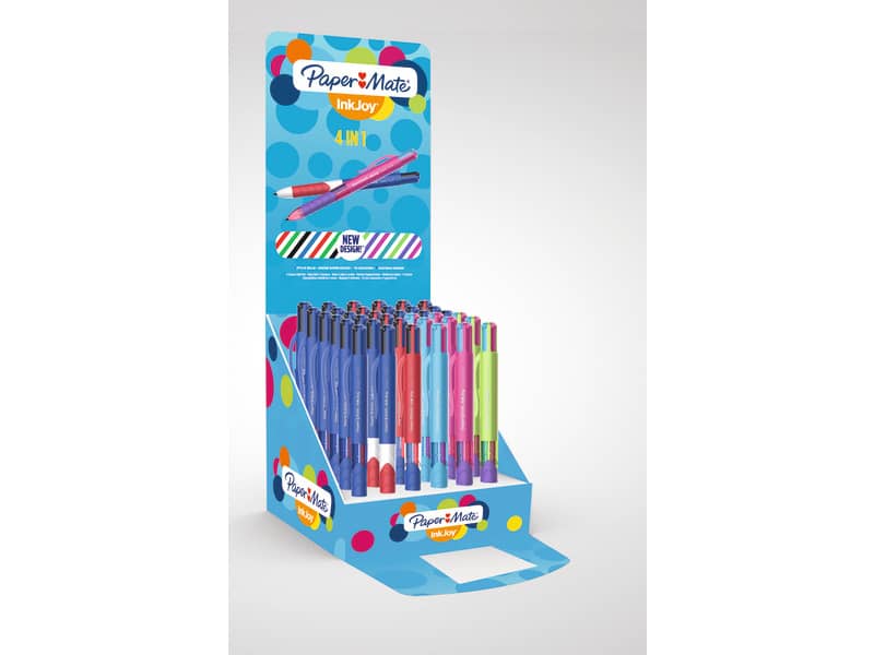 Penne a sfera a scatto Paper Mate InkJoy Quatro ULV M 1,0 mm assortiti espositore da 36 pezzi - 1985637