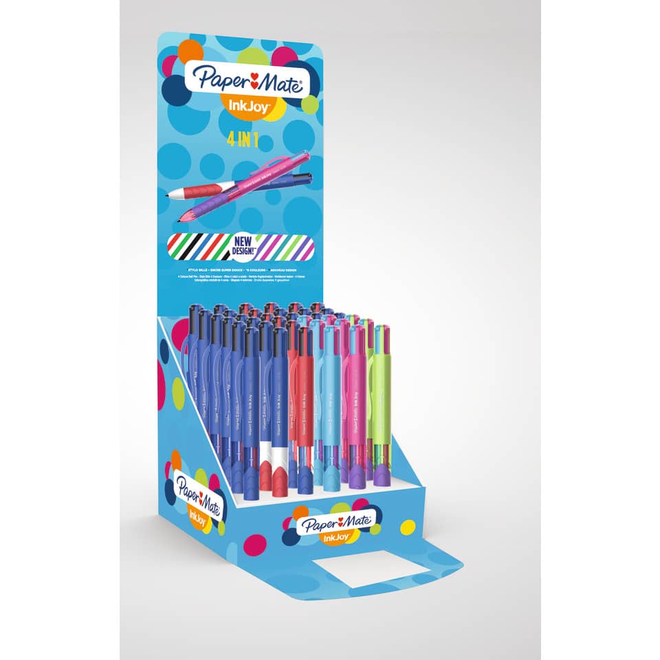 Penne a sfera a scatto Paper Mate InkJoy Quatro ULV M 1,0 mm assortiti espositore da 36 pezzi - 1985637