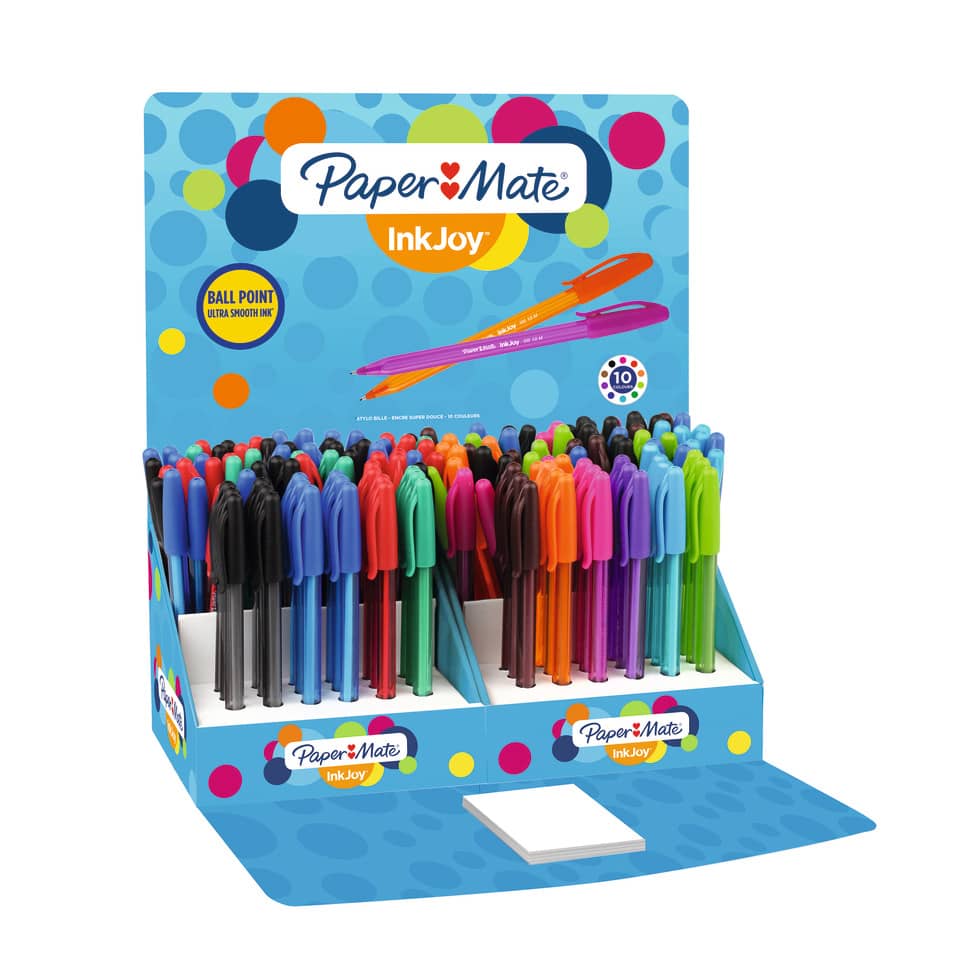 Penne a sfera stick Paper Mate Inkjoy 100 CAP ULV M 1 mm assortiti espositore assortito da 250 - S0957270