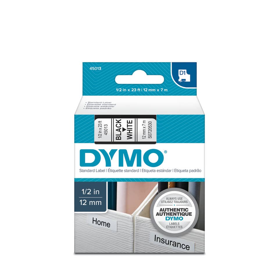 Nastro per etichettatrici Dymo D1 12 mm x 7 m nero/bianco S0720530