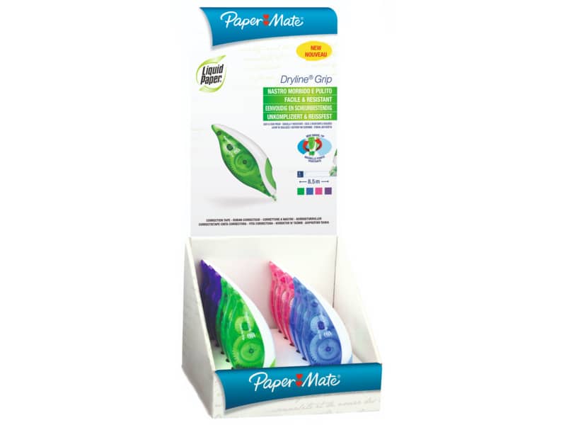 Correttore a nastro Liquid Paper Dryline Grip 5 mm x 8,5 mt assortiti Conf. 24 pezzi - 1862885