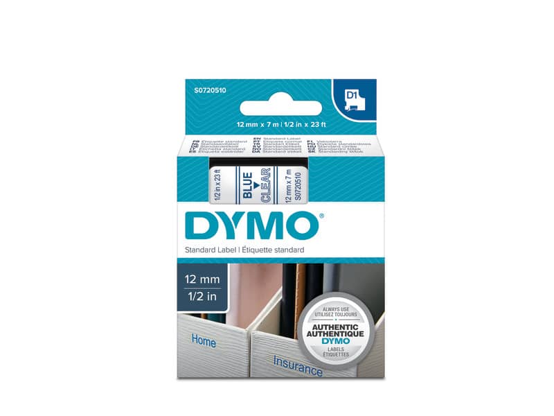 Nastro per etichettatrici Dymo D1 12 mm x 7 m blu/trasparente S0720510
