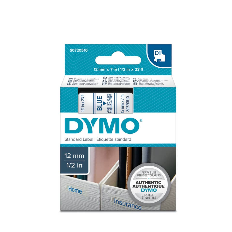 Nastro per etichettatrici Dymo D1 12 mm x 7 m blu/trasparente S0720510