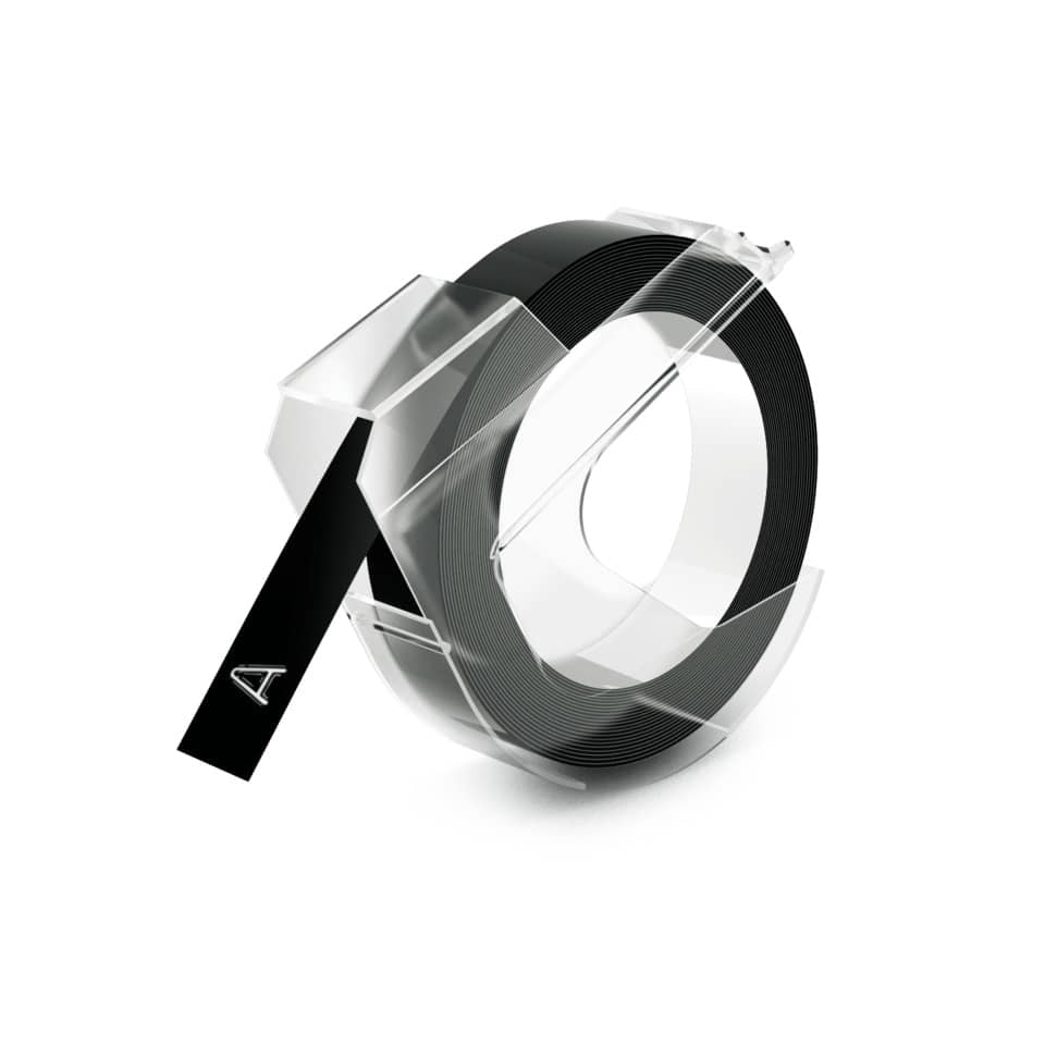 Nastro a rilievo 3D per etichettatrici Dymo vinile 9 mm x 3 m bianco/nero 520109