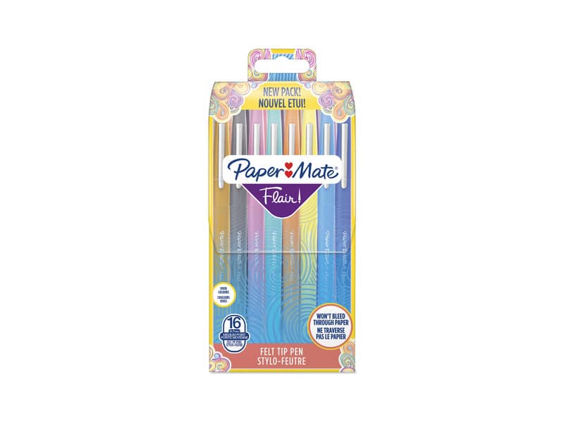 Penne punta fibra Paper Mate Flair/Nylon M 1,1 mm assortiti set da 16 - 2061394