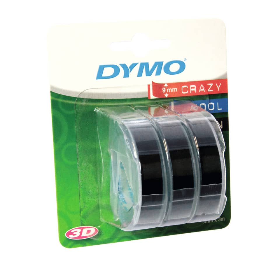 Nastri a rilievo per etichettatrici Dymo vinile 9 mm x 3 m bianco/nero blister da 3 - S0847730