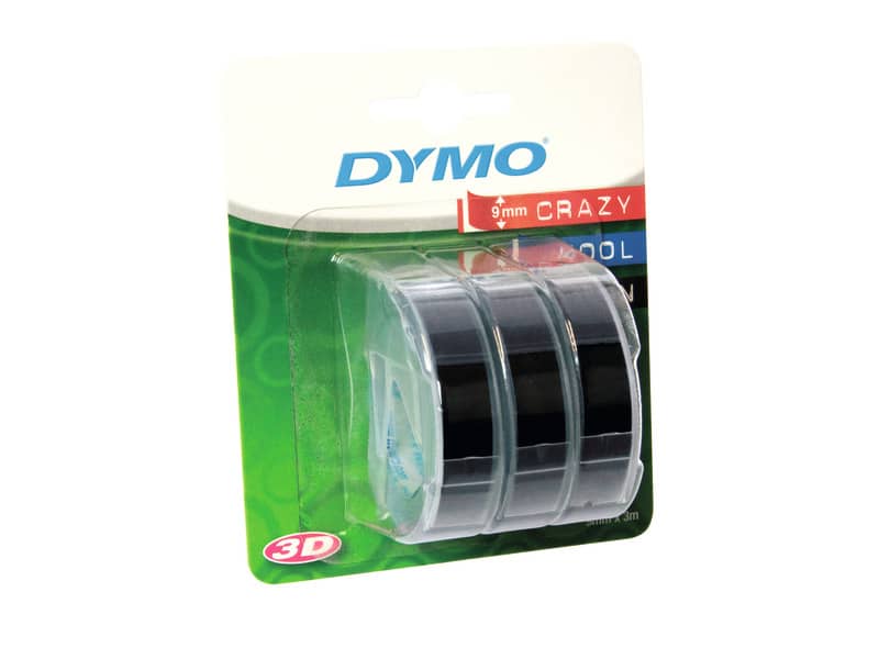 Nastri a rilievo per etichettatrici Dymo vinile 9 mm x 3 m bianco/nero blister da 3 - S0847730