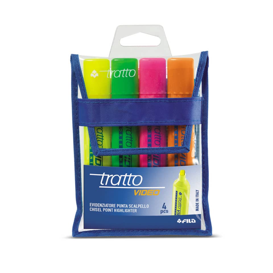 Evidenziatori TRATTO Video 1-5 mm assortiti busta da 4 - 830800