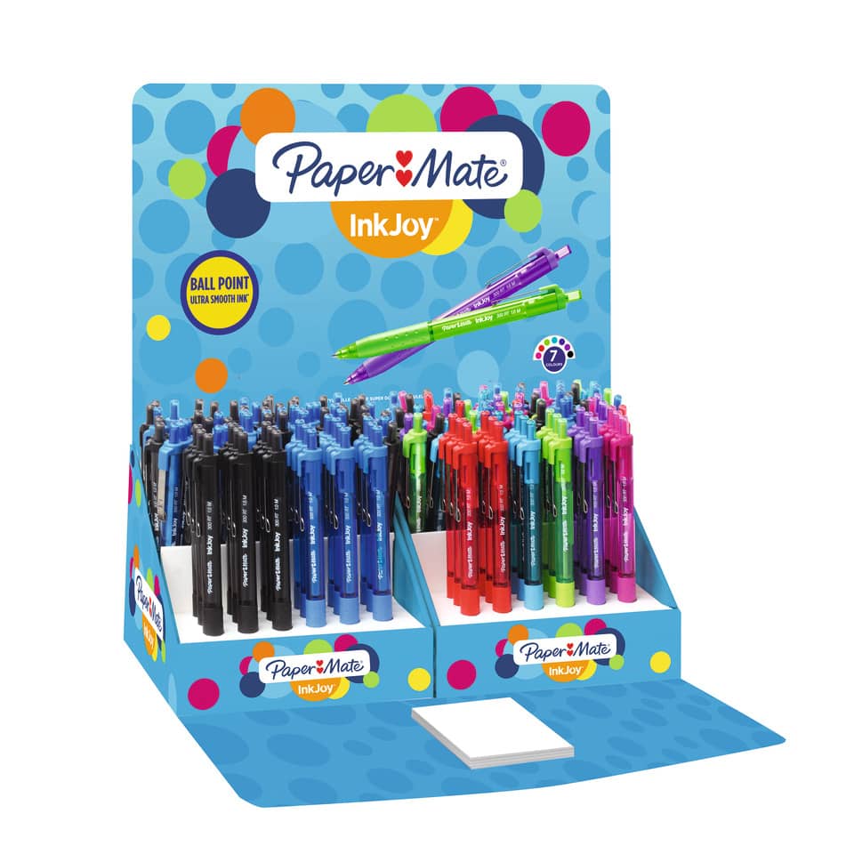 Penne a sfera a scatto Paper Mate InkJoy 300 RT ULV M 1 mm assortiti espositore da 150 pezzi - 1863804