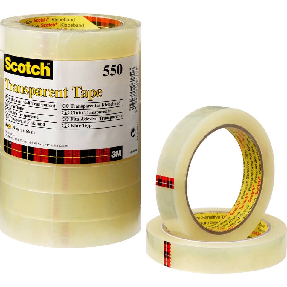 Nastro adesivo Scotch® 550 19 mm x 66 m trasparente torre da 8 rotoli - 550-1966