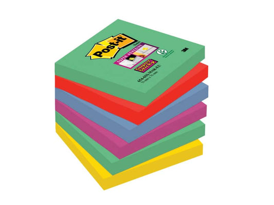 Foglietti riposizionabili Post-it® Super Sticky Marrakesh 76x76 mm assortiti conf. 6 blocc. da 90 ff - 654-6SS-MAR