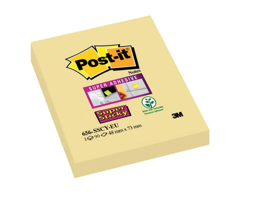 Foglietti riposizionabili Post-it® Super Sticky Notes 4,8x7,3 cm 90 ff Giallo Canary™ - 656-12SSCY-EU