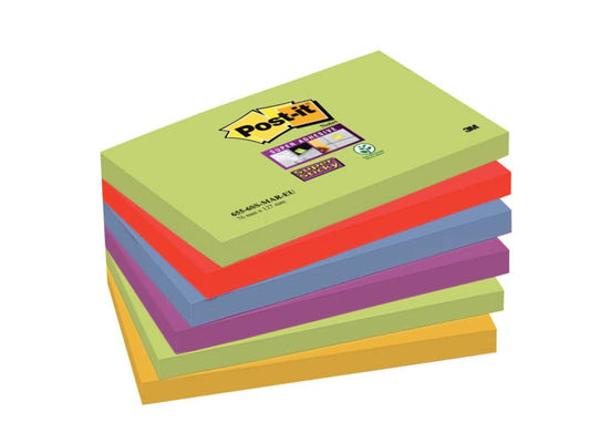 Foglietti riposizionabili Post-it® Super Sticky Marrakesh 76x127 mm assortiti conf. 6 blocc. da 90 ff - 655-6SS MAR