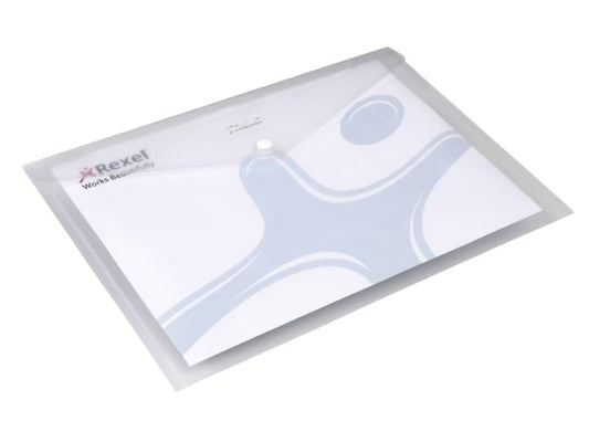 Busta trasparente con bottone Rexel Ice A4 trasparente conf. da 5 pezzi - 2101660